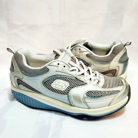 Skechers Shape Ups XF Accelerators 12320 Silver Blue Walking Shoes Women's 7.5‎ - Picture 1 of 9